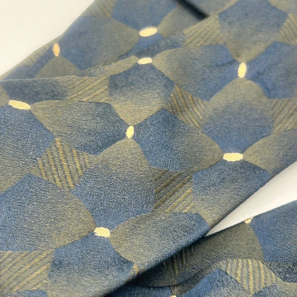 Pal Zileri Mens Silk Tie Blue Green Geometric Abstract Made in Italy Luxury